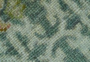 Ready to Ship Green And Gray 3x5 Traditional Hand Knotted Wool Rug