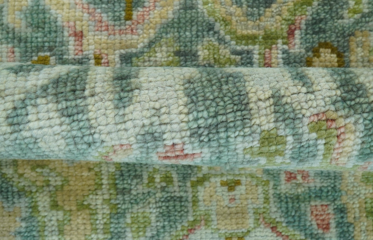 Ready to Ship Green And Gray 3x5 Traditional Hand Knotted Wool Rug