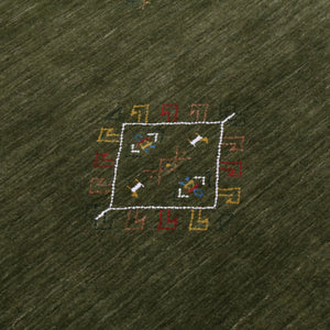 Green Tribal Center Medallion Hand Loomed Wool Area Rug
