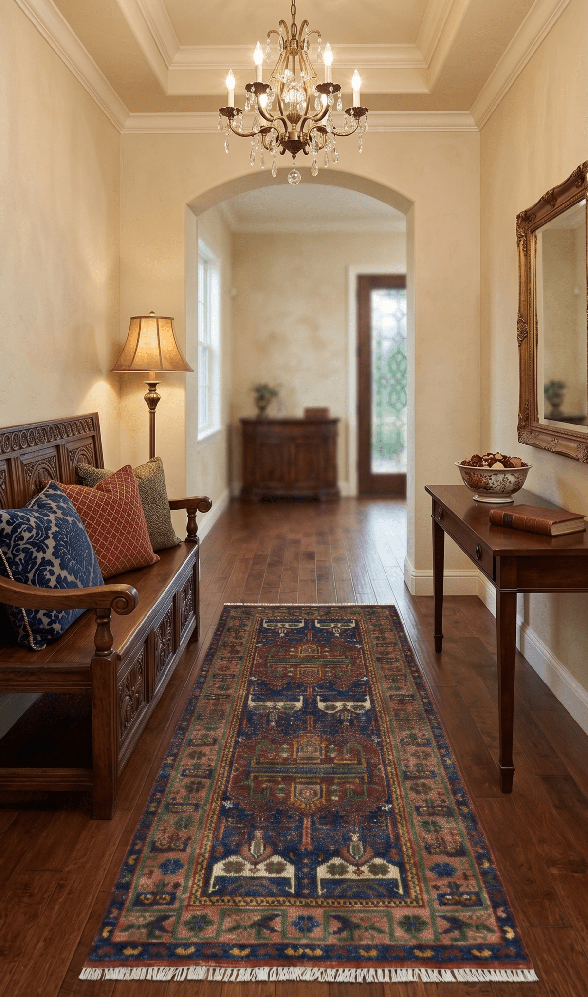 Ready to Ship Hand knotted 4x8 Traditional Antique Style Rust and Blue Area Rug