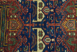 Ready to Ship Hand knotted 4x8 Traditional Antique Style Rust and Blue Area Rug