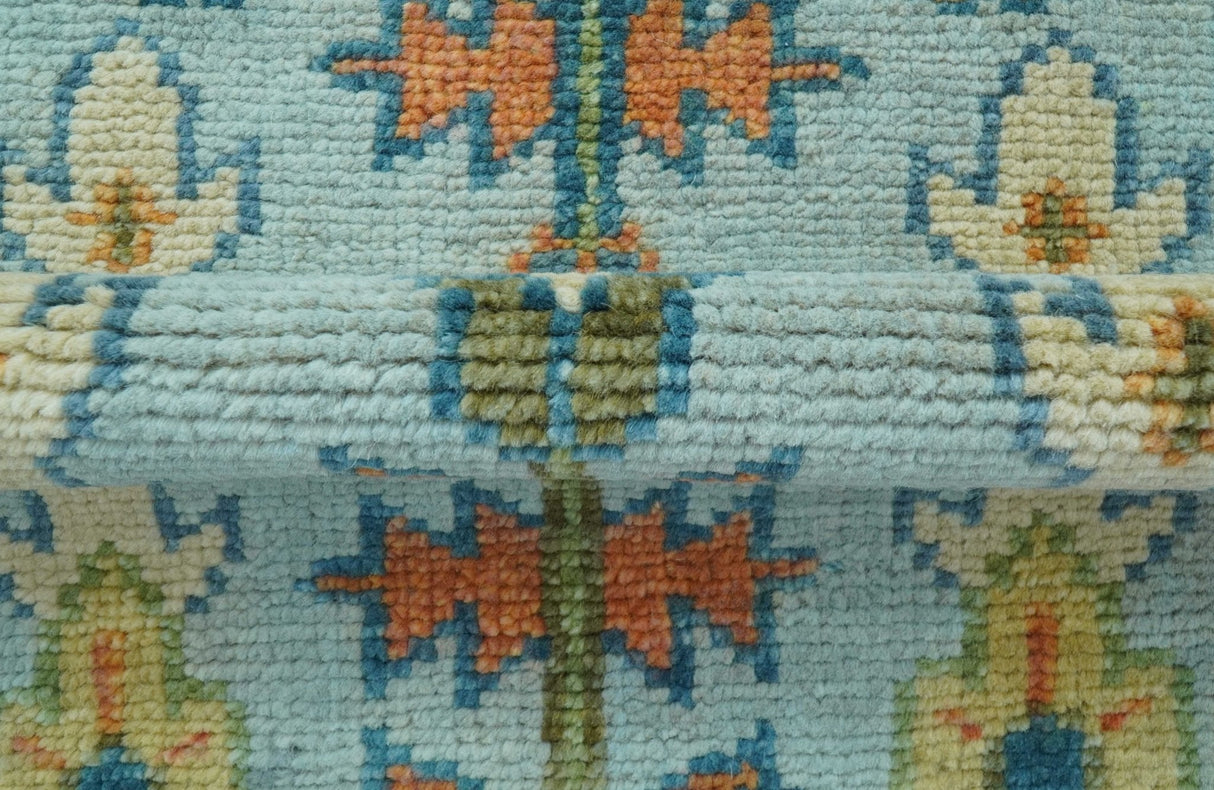 Ready to Ship Hand Knotted Tree of Life Blue And Rust 2.6x6 Design Wool Rug