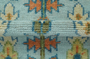 Ready to Ship Hand Knotted Tree of Life Blue And Rust 2.6x6 Design Wool Rug