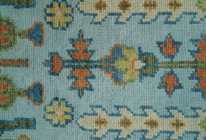 Ready to Ship Hand Knotted Tree of Life Blue And Rust 2.6x6 Design Wool Rug