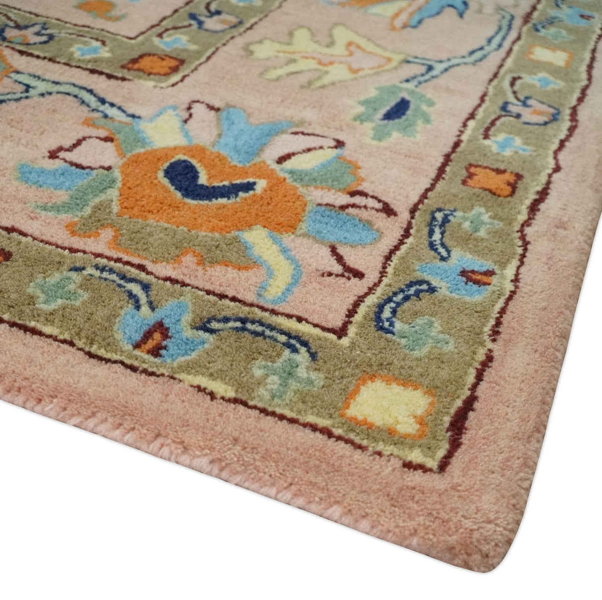 Ready to Ship Hand Tufted Pink Modern Colorful Oushak Rug, Kids, Living Room Rug