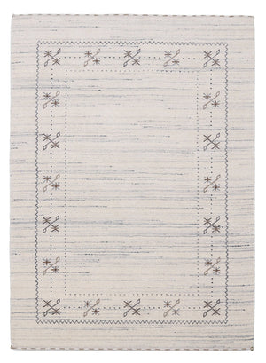 Ivory Gabbeh Border Design Hand Loomed Wool Rug