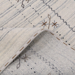 Ivory Gabbeh Border Design Hand Loomed Wool Rug