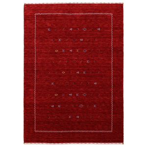 Modern Design Red Hand Loomed Wool Area Rug
