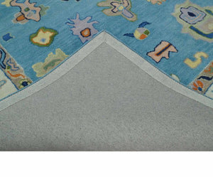 Ready to Ship Modern Oushak Blue And Ivory Hand Tufted 5x7 Wool Rug