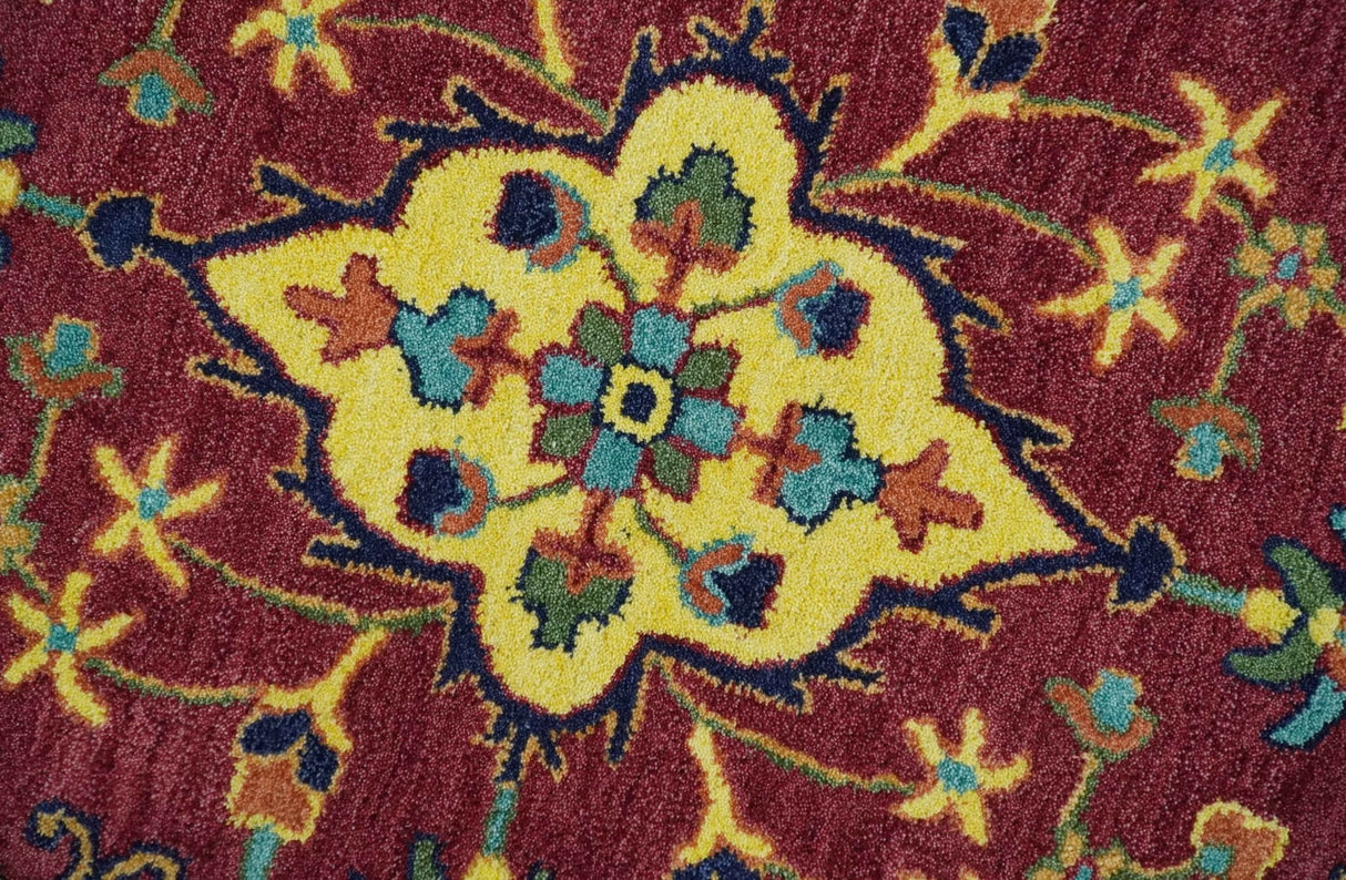 Ready to Ship Red And Blue Traditional Design Hand Tufted 6x9 Wool Rug