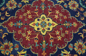 Ready to Ship Red And Blue Traditional Design Hand Tufted 6x9 Wool Rug