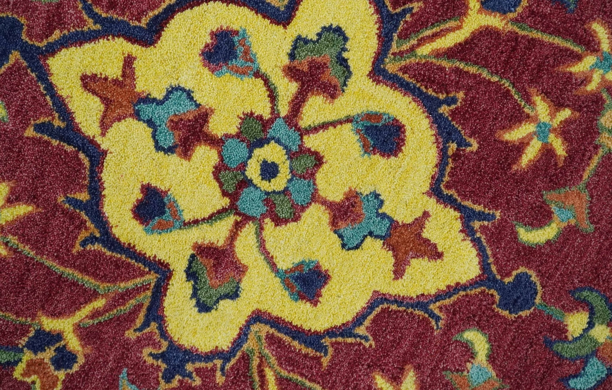 Ready to Ship Red And Blue Traditional Design Hand Tufted 8x10 Wool Rug