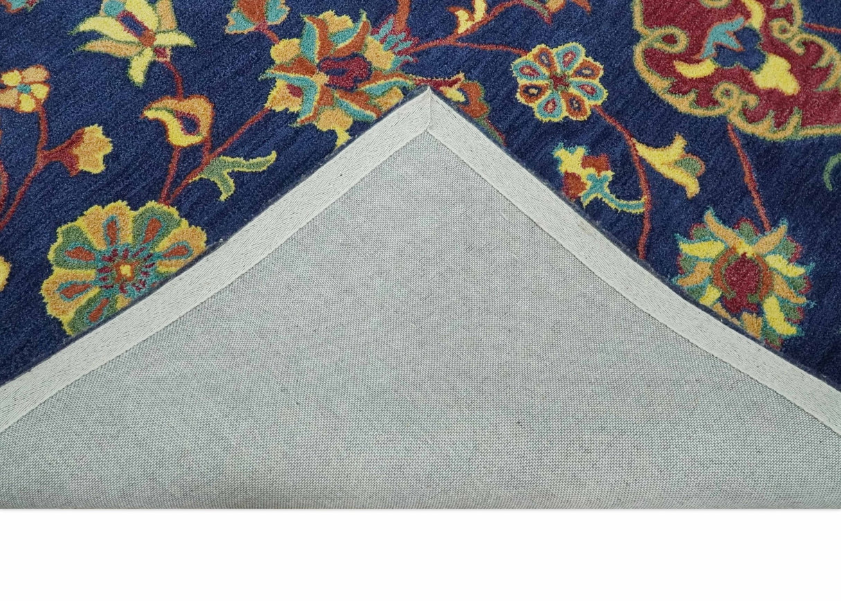 Ready to Ship Red And Blue Traditional Design Hand Tufted 8x10 Wool Rug