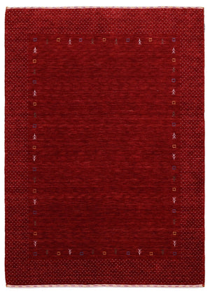 Red Gabbeh Border Design Hand Loomed Wool Area Rug