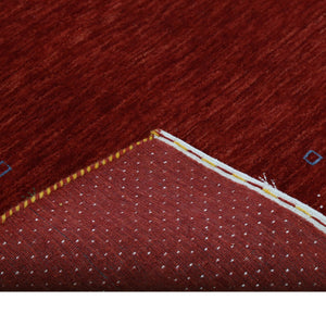 Red Gabbeh Border Design Hand Loomed Wool Area Rug