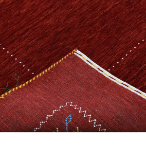Red Gabbeh Border Design Hand Loomed Wool Area Rug