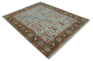 Ready to Ship Silver And Brown Tree of Life Hand Knotted 6x9 Wool Rug