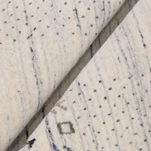 Solid Ivory Border Patterns Hand Loomed Wool Area Rug