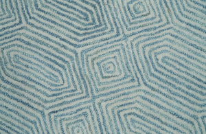Ready to Ship Teal And Ivory Modern Contemporary Hand Tufted 2x3 Wool Rug