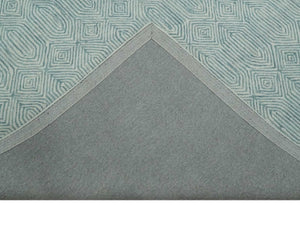 Ready to Ship Teal And Ivory Modern Contemporary Hand Tufted 6x9 Wool Rug