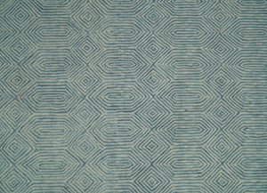 Ready to Ship Teal And Ivory Modern Contemporary Hand Tufted 8x10 Wool Rug