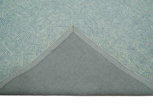 Ready to Ship Teal And Ivory Modern Contemporary Hand Tufted 8x10 Wool Rug