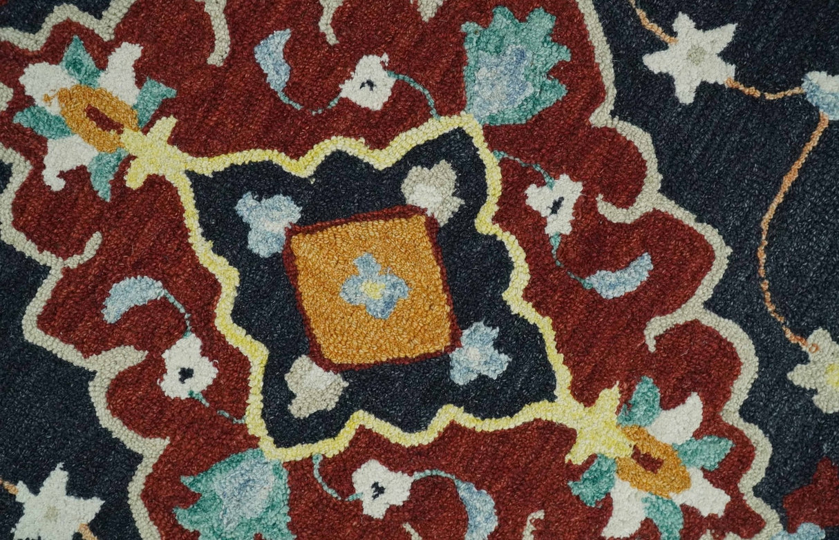 Ready to Ship Traditional Charcoal And Maroon Hand Tufted 5x8 Wool Rug