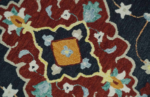 Ready to Ship Traditional Charcoal And Maroon Hand Tufted 5x8 Wool Rug