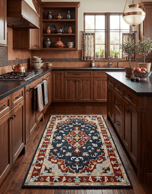 Ready to Ship Traditional Charcoal And Maroon Hand Tufted 5x8 Wool Rug