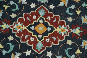 Ready to Ship Traditional Charcoal And Maroon Hand Tufted 5x8 Wool Rug