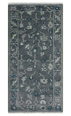 Ready to ship Traditional Gray And Blue 2.8x6 Wool Rug