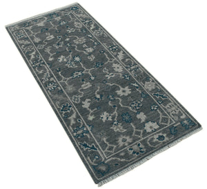 Ready to ship Traditional Gray And Blue 2.8x6 Wool Rug