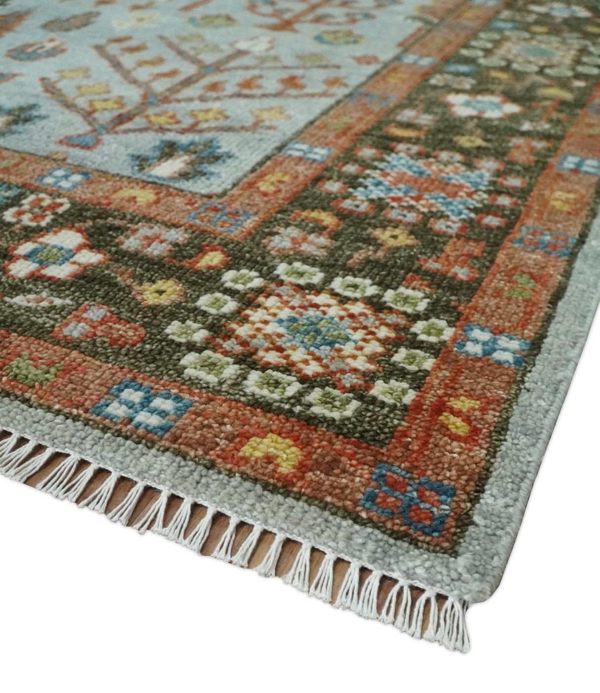 Ready to Ship Tree of Life Silver And Brown Hand Knotted 8x10 Wool Rug