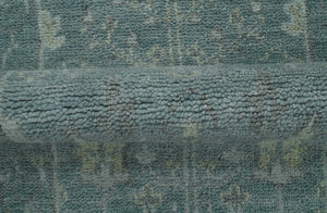 Ready to Ship Tree of life Teal And Beige 2.6x8 Wool Rug