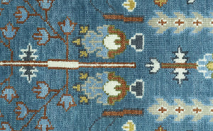 Ready to Ship Tree of Life Traditional Hand Knotted 8x10 Teal Blue and Ivory Wool Area Rug