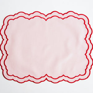 ELARA PINK RECTANGLE FABRIC PLACEMAT & NAPKIN SET (Set Of 4)