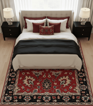 Red and Black Hand Knotted Traditional Oushak Custom made wool Area Rug