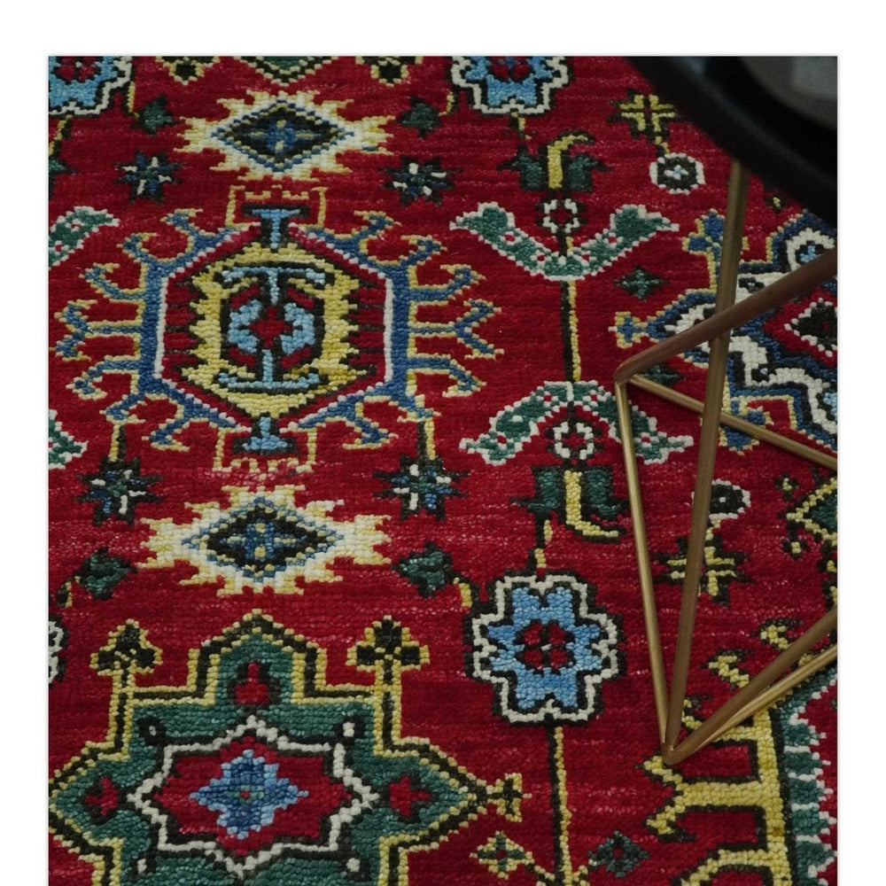 Custom Made Maroon and Blue Antique Turkish Hand Knotted Wool Area Rug