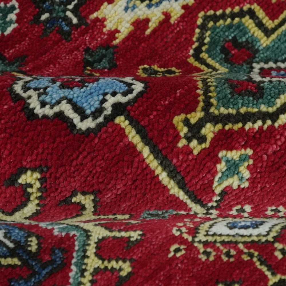 Custom Made Maroon and Blue Antique Turkish Hand Knotted Wool Area Rug