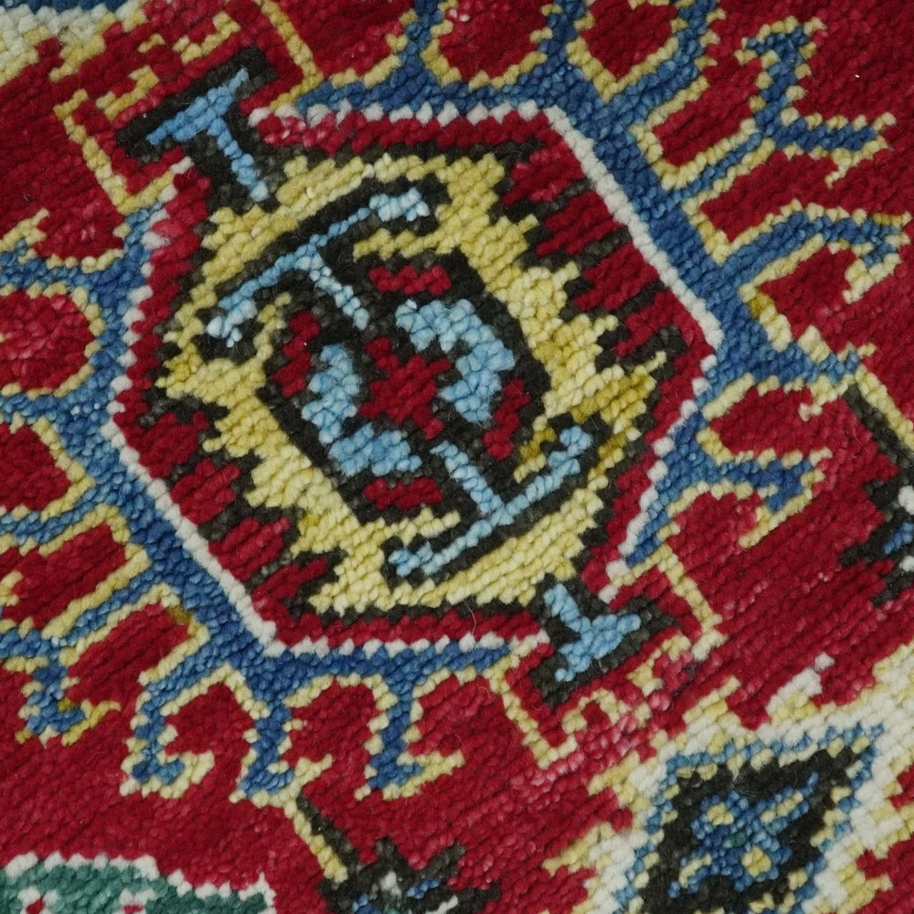 Custom Made Maroon and Blue Antique Turkish Hand Knotted Wool Area Rug