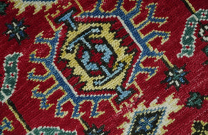 Custom Made Maroon and Blue Antique Turkish Hand Knotted Wool Area Rug