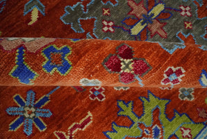 Red and Ivory Vibrant colorful Hand knotted Traditional Oushak 9x12 Wool Area Rug