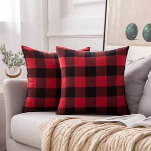Set of 2 buffalo-check throw pillow covers  size 18"x18"