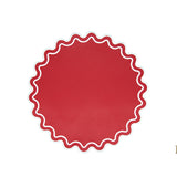 Solace Red & White Scalloped Faux Leather Placemat