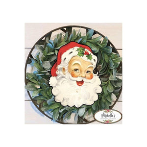 Red Vintage Santa Face Sign SF1 - Wreath Enhancement