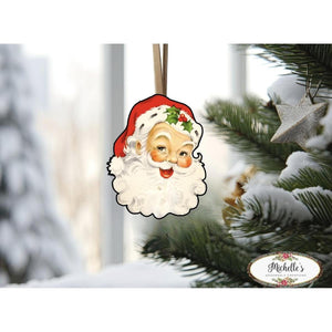 Red Vintage Santa Face Sign SF1 - Wreath Enhancement