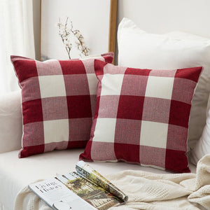 Set of 2 buffalo-check throw pillow covers  size 18"x18"