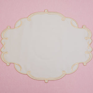 Celestia Beige Oval Faux Leather Placemat & Coaster Set