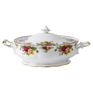 Royal Albert Old Country Roses 12" 22K Gold Accented Bone China Covered Vegetable Bowl