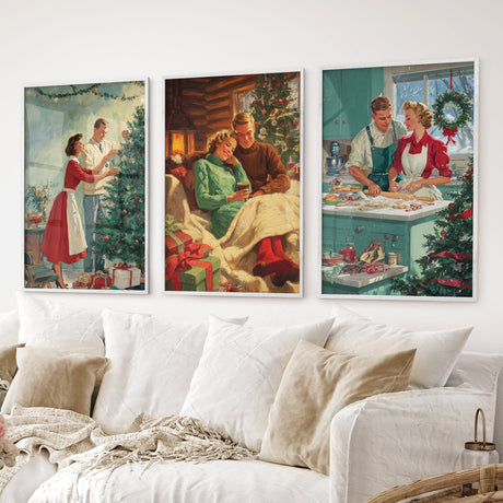Nostalgic-Christmas-Decor.-Cozy-Retro-Holiday-Set-of-3-Art-Set-of-3-Prints
